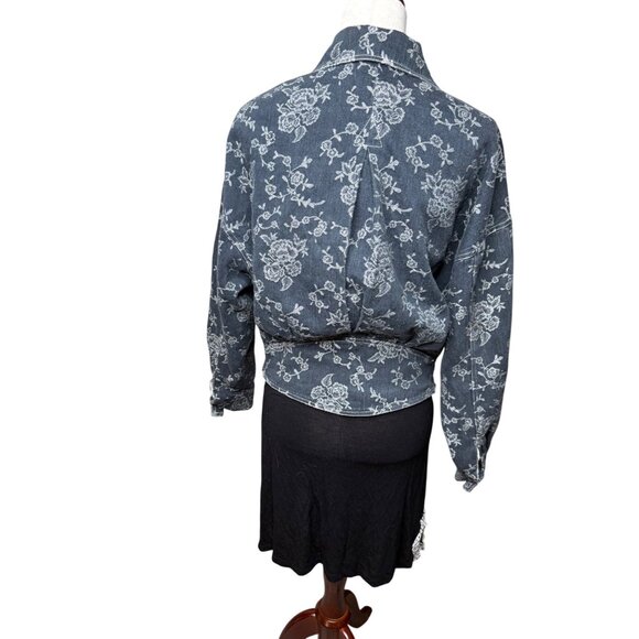 Vtg 90s Georgios Retro Embroidered Floral cotton Denim Jacket 8 fairy festival - Picture 2 of 16